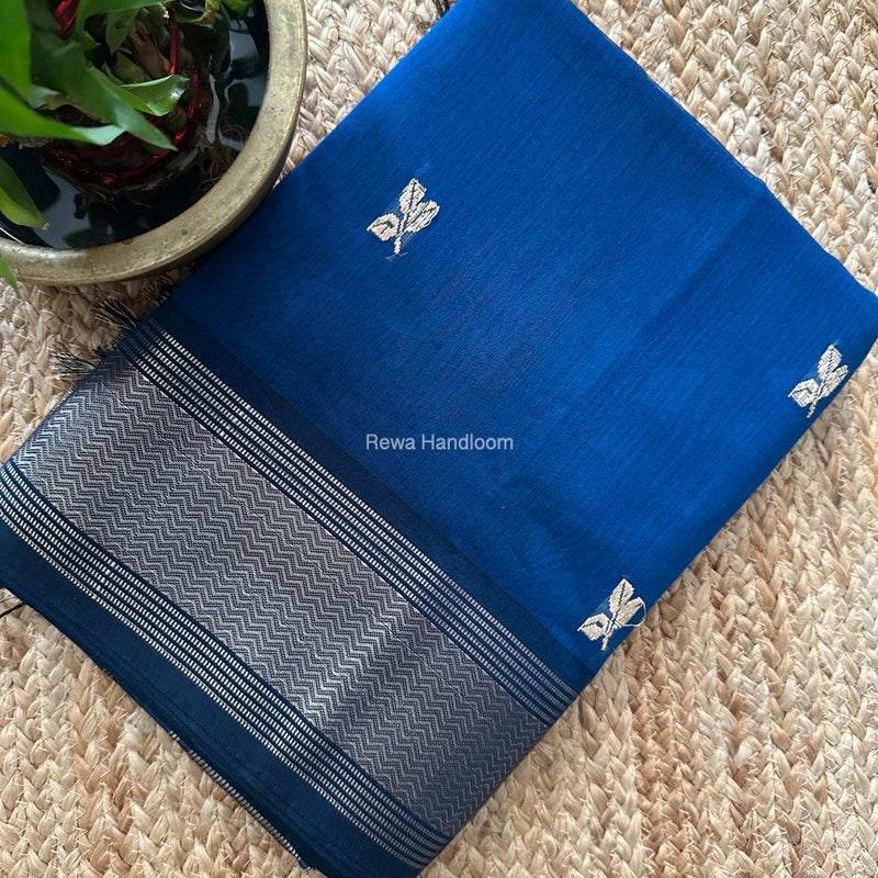 Maheshwari Ink Blue Resham Thread Butti Saree RBS87