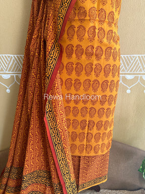 Orange-Maroon Bagh Print Cotton Suit-BCSP56