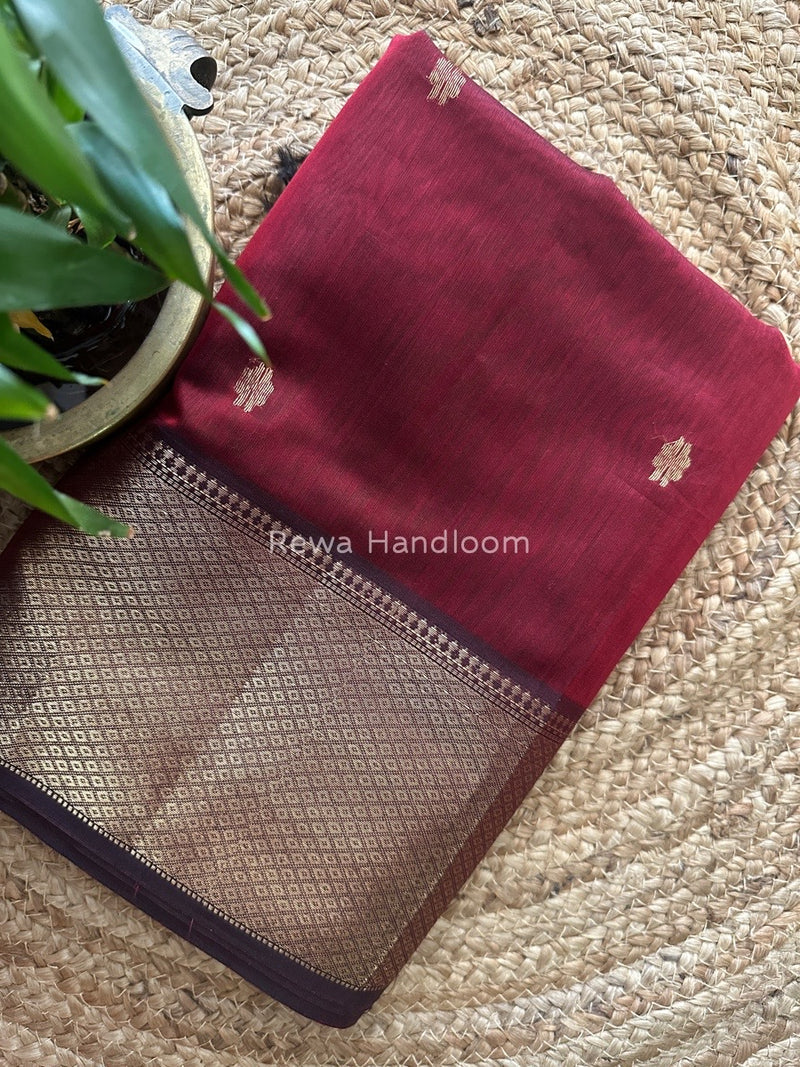 Maheshwari Maroon Zari Skirt Butti Saree ZSB045