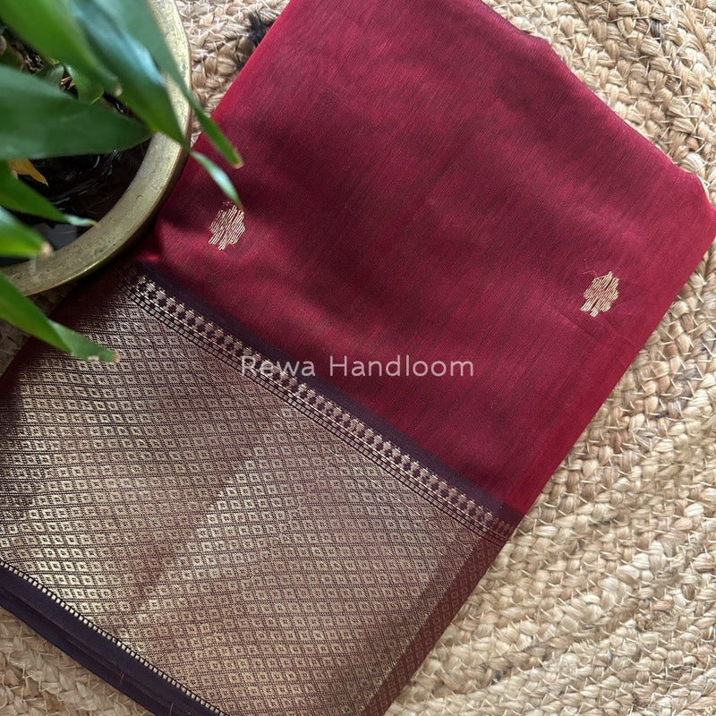 Maheshwari Maroon Zari Skirt Butti Saree ZSB045
