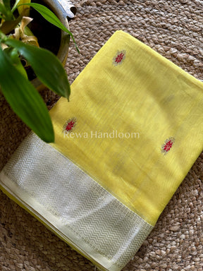 Maheshwari Yellow Silver Zari Sarees 