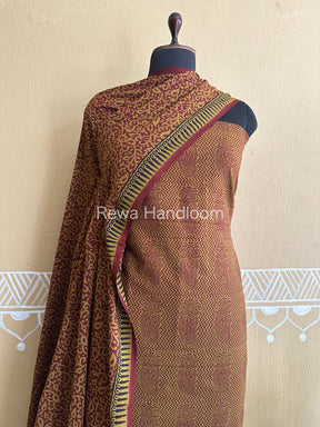 Red -Mustard Yellow Bagh Print Cotton Suit- BCSP47