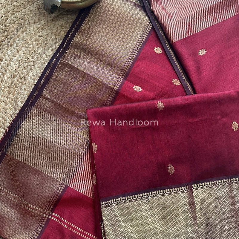 Maheshwari Maroon Zari Skirt Butti Saree ZSB045