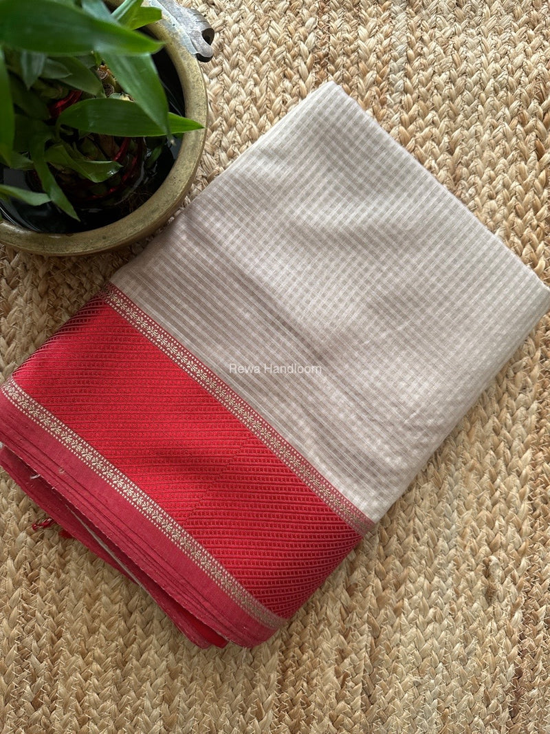 Exclusive Maheshwari 75% Silk Beige Saree SS035