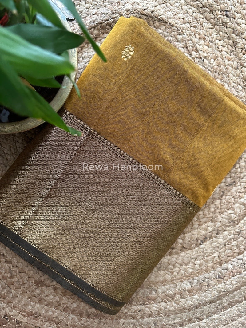 Maheshwari Mustard Zari Skirt Butti Saree ZSB041