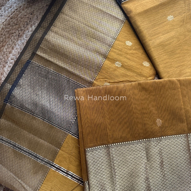 Maheshwari Mustard Zari Skirt Butti Saree ZSB041