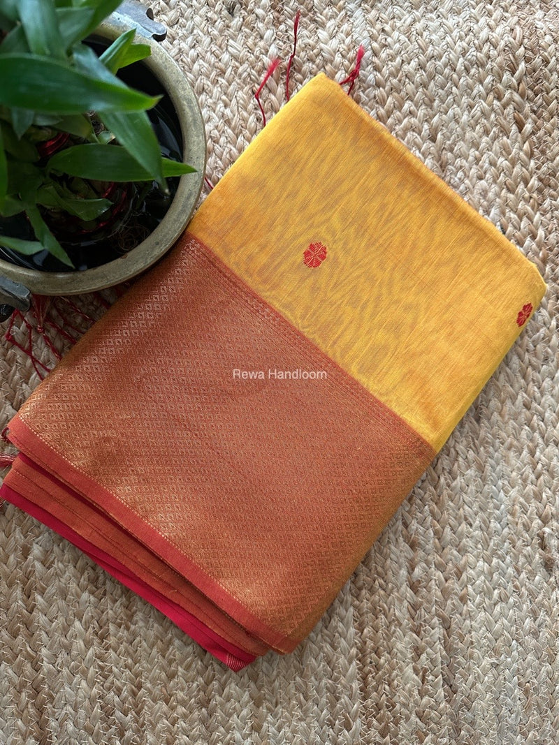 Maheshwari Yellow Zari Skirt Butti Saree ZSB0129