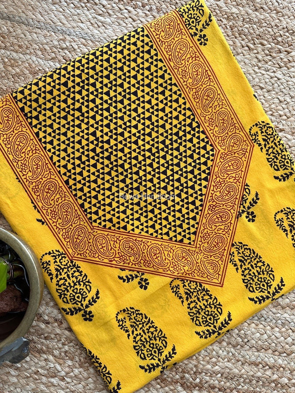 Yellow-Black Designer Bagh Cotton Suit BCSPP04