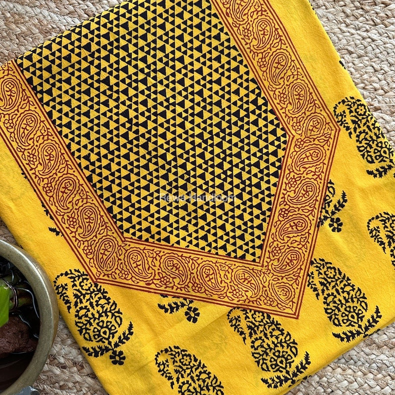 Yellow-Black Designer Bagh Cotton Suit BCSPP04