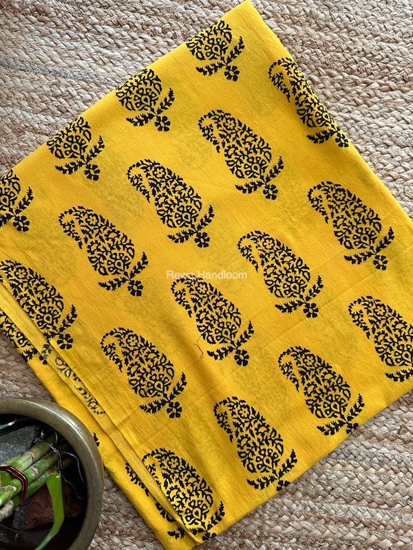 Yellow-Black Designer Bagh Cotton Suit BCSPP04