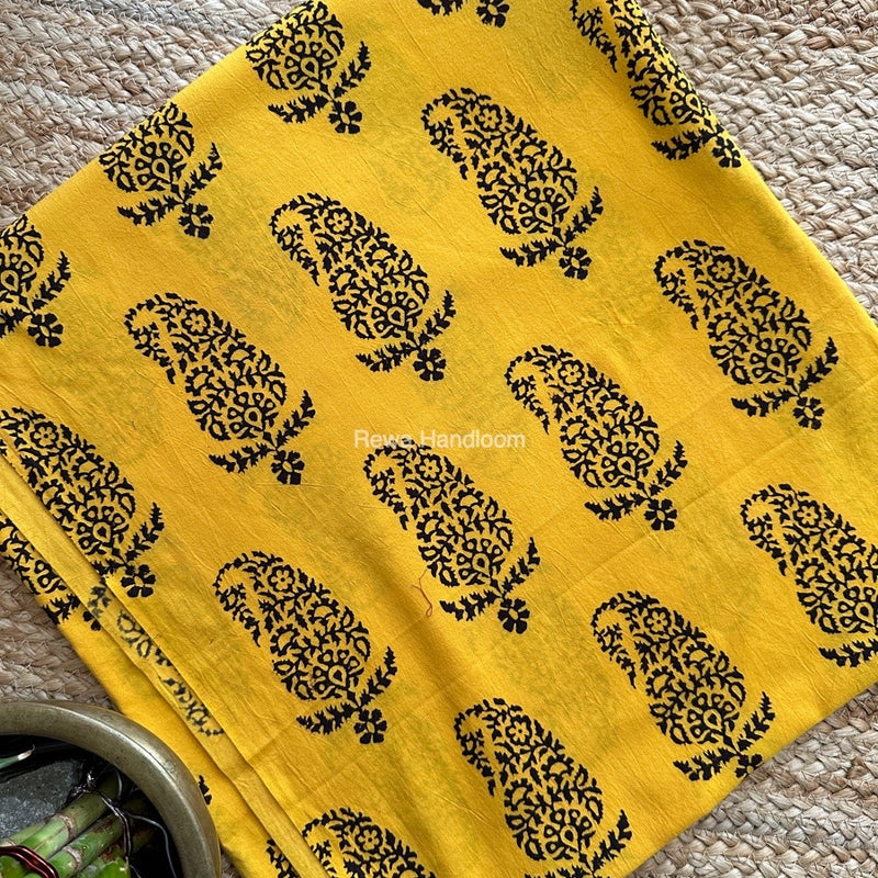 Yellow-Black Designer Bagh Cotton Suit BCSPP04