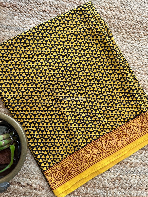 Yellow-Black Designer Bagh Cotton Suit BCSPP04