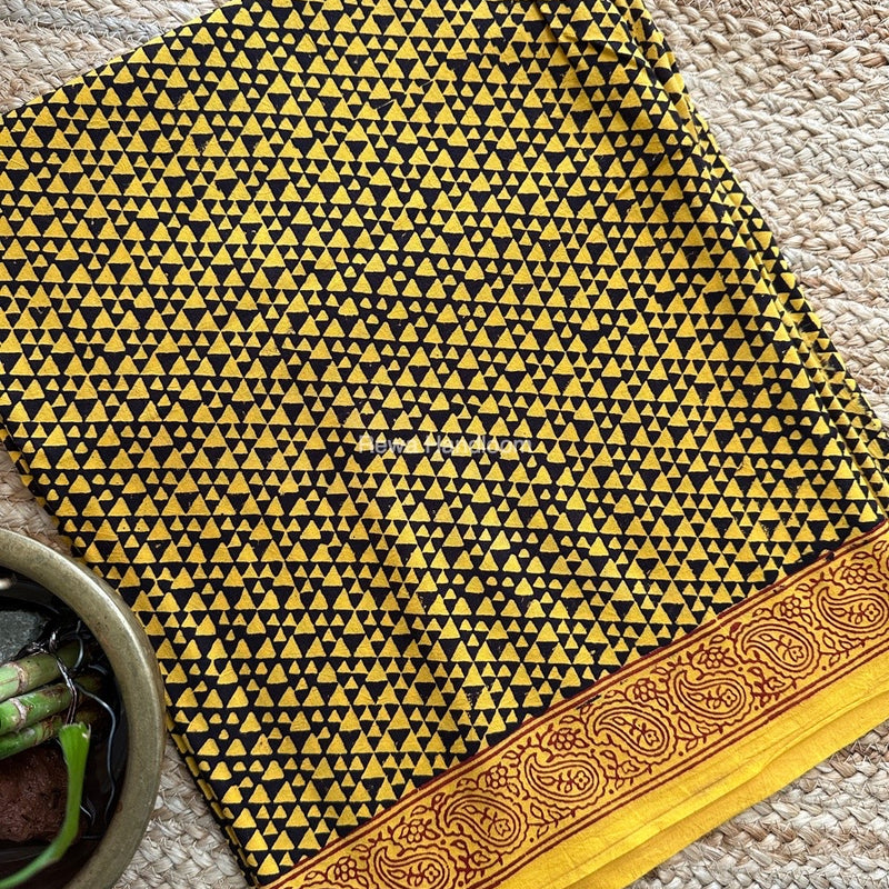 Yellow-Black Designer Bagh Cotton Suit BCSPP04