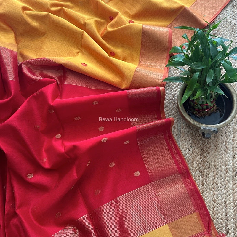 Maheshwari Yellow Zari Skirt Butti Saree ZSB0129