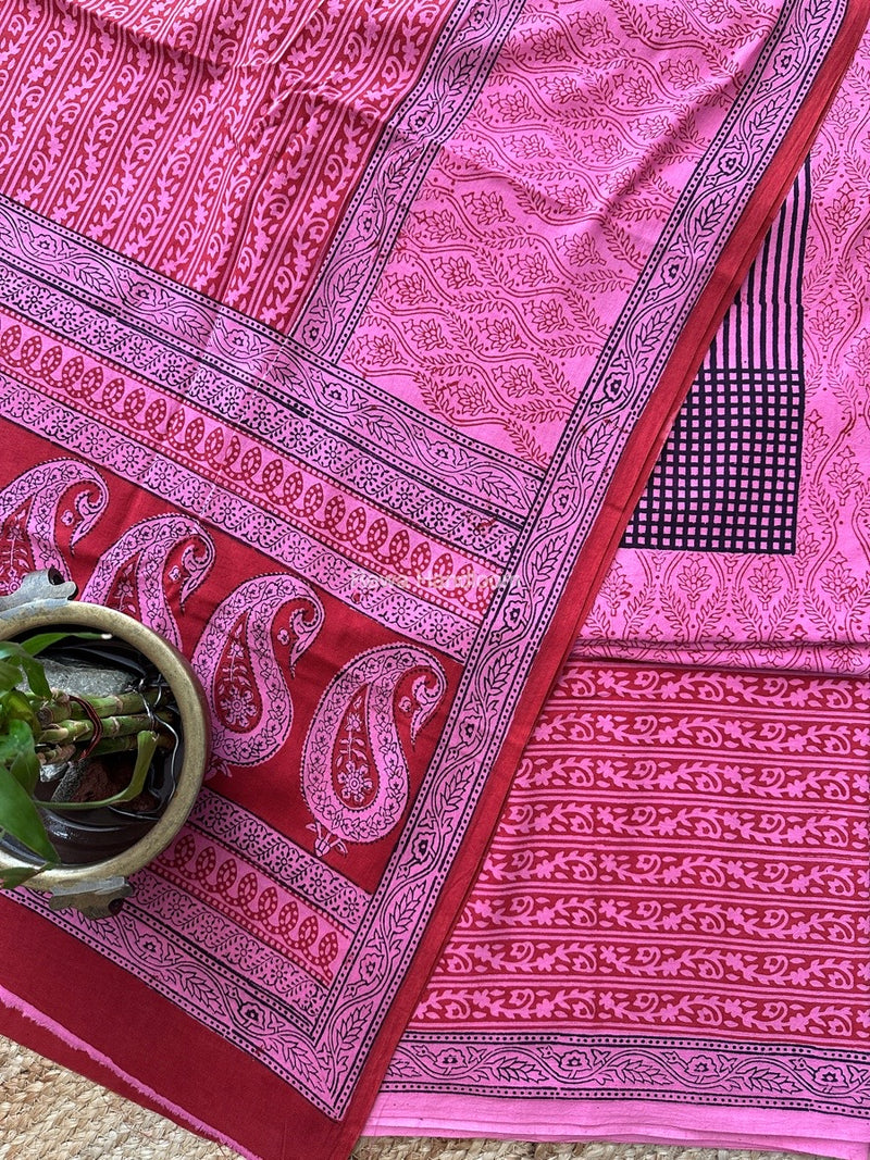 Pink-Red Designer Bagh Cotton Suit BCSPP05