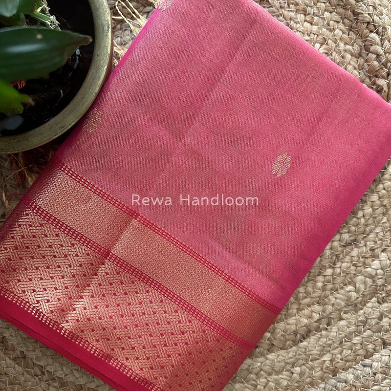 Maheshwari Rani Pink Tissue Butti Saree TBBS019