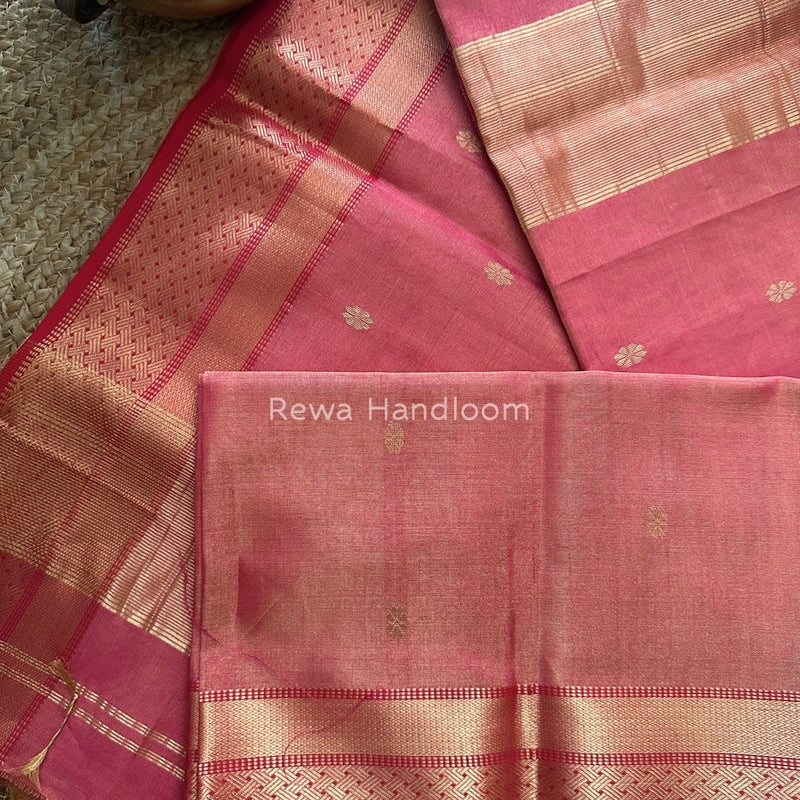 Maheshwari Rani Pink Tissue Butti Saree TBBS019