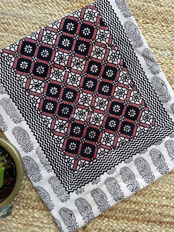 White-Black Designer Bagh Cotton Suit BCSPP06