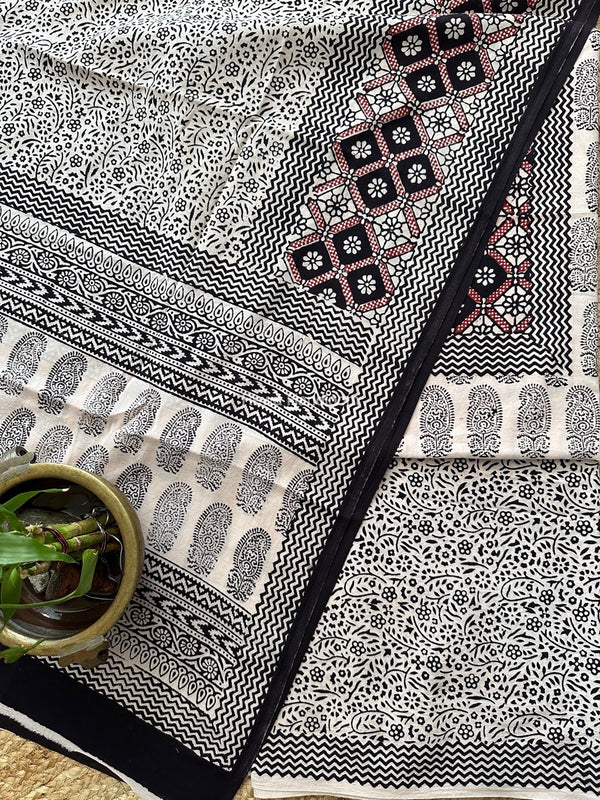 White-Black Designer Bagh Cotton Suit BCSPP06