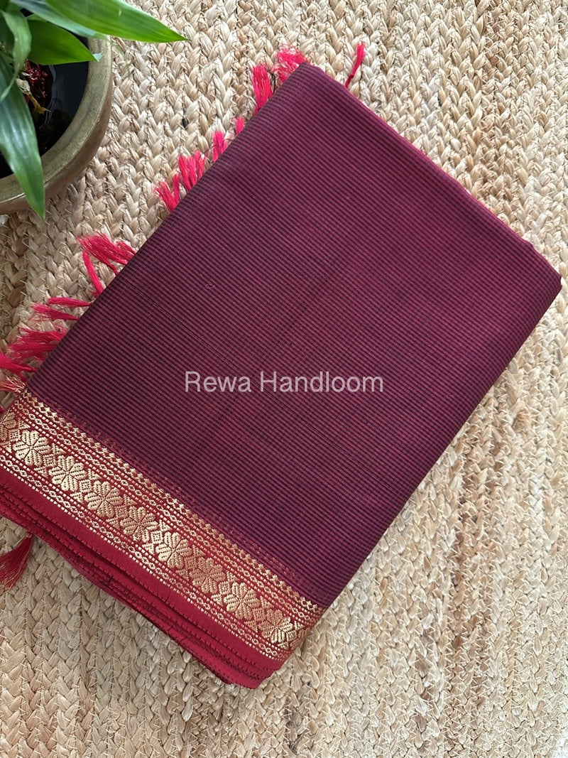 Maheshwari Maroon Garbha Reshami Silk Saree GS243