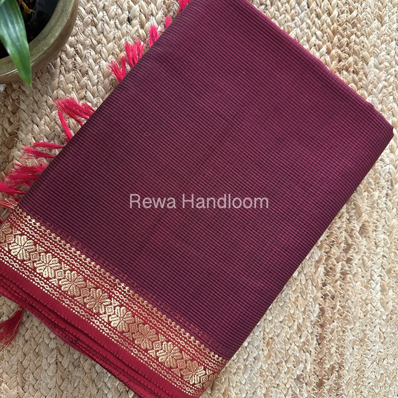 Maheshwari Maroon Garbha Reshami Silk Saree GS243