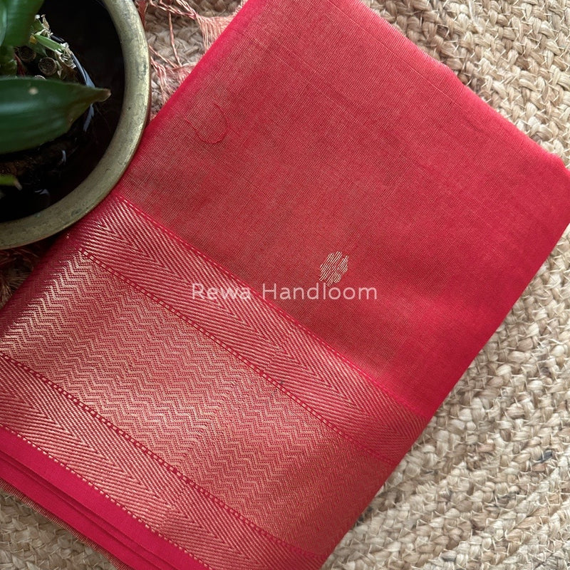 Maheshwari Red Tissue Butti Saree TBBS017