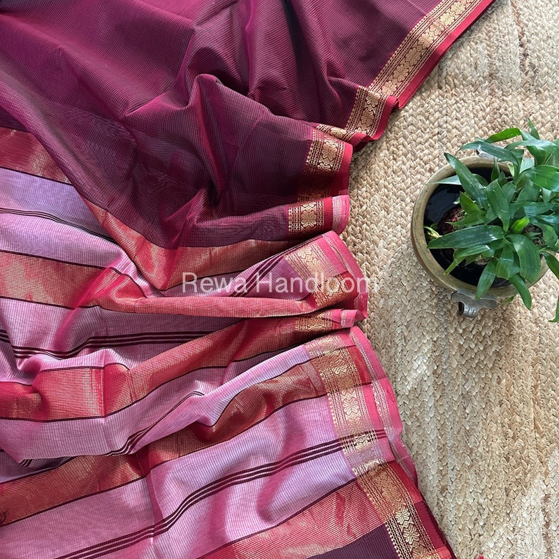 Maheshwari Maroon Garbha Reshami Silk Saree GS243