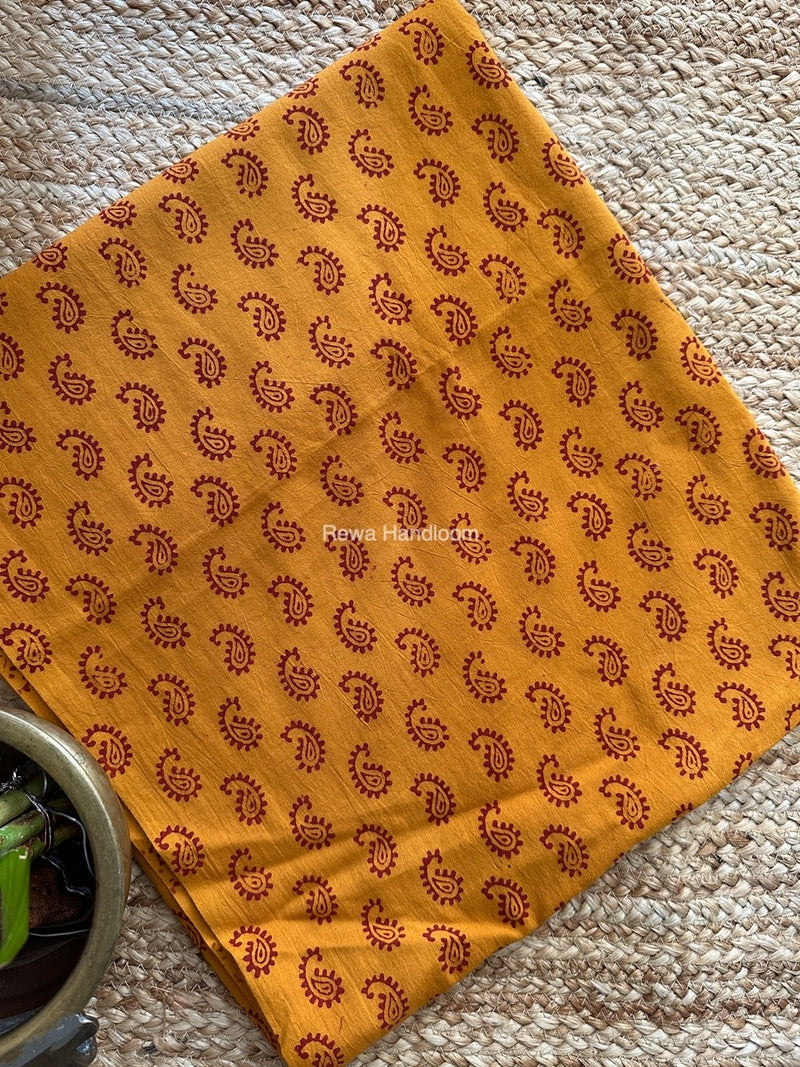 Mustard Yellow-Maroon Designer Bagh Cotton Suit BCSPP07