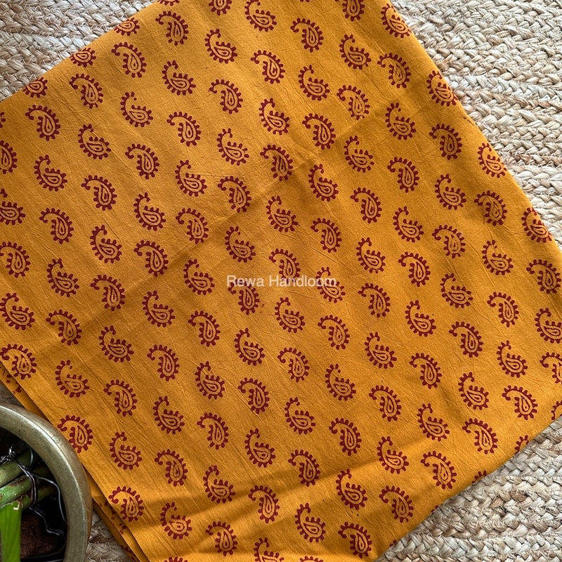 Mustard Yellow-Maroon Designer Bagh Cotton Suit BCSPP07