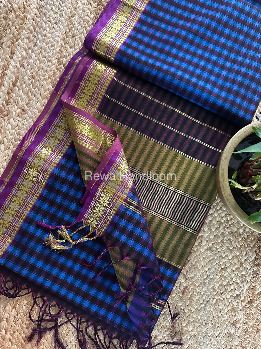 Maheshwari Violet Garbha Reshami Silk Saree GS244 – Rewa Handloom