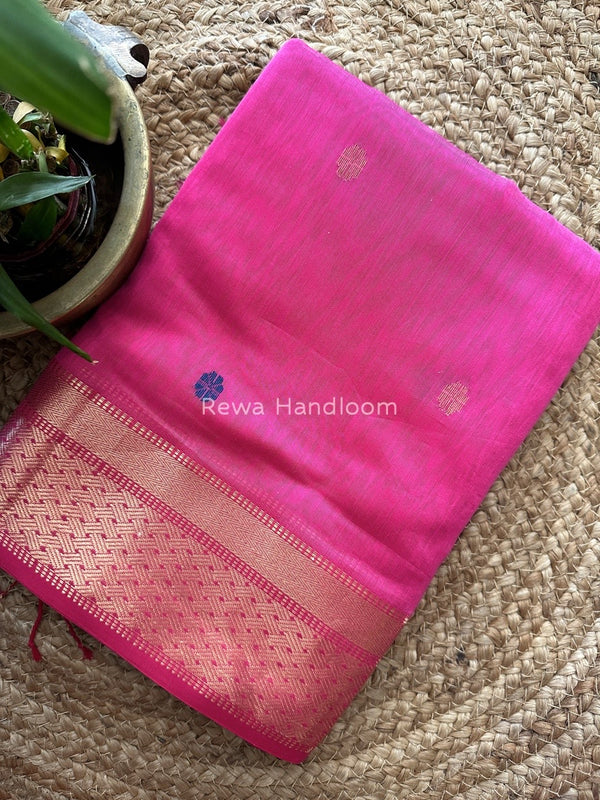  Pink Zari Butti Maheshwari Saree JBS022