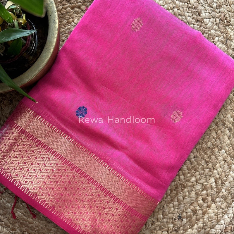  Pink Zari Butti Maheshwari Saree JBS022