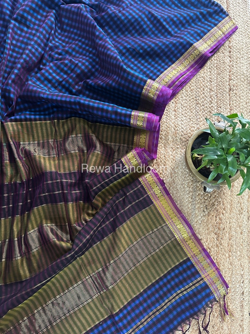 Maheshwari Violet Garbha Reshami Silk Saree GS244