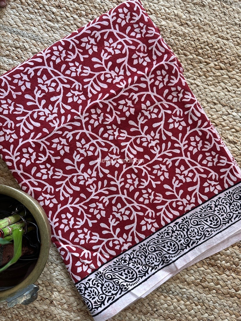 White-Red Designer Bagh Cotton Suit BCSPP08