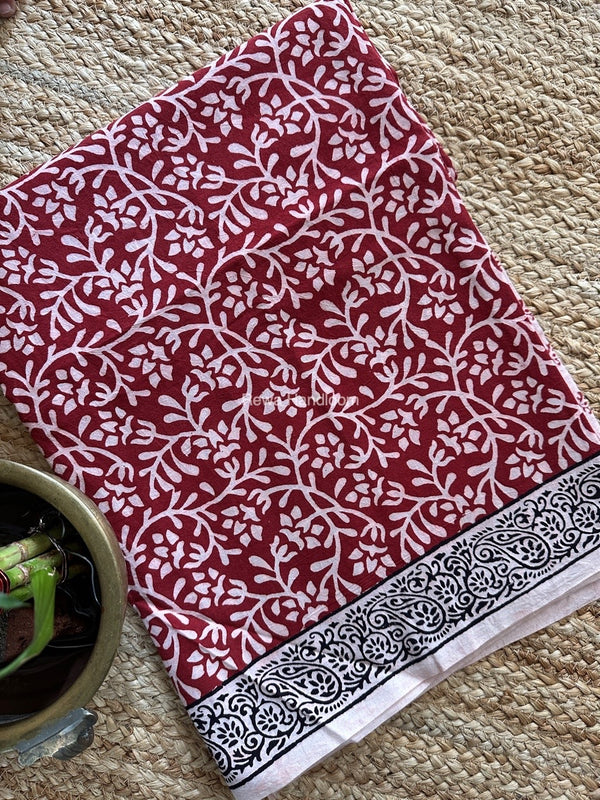 White-Red Designer Bagh Cotton Suit BCSPP08