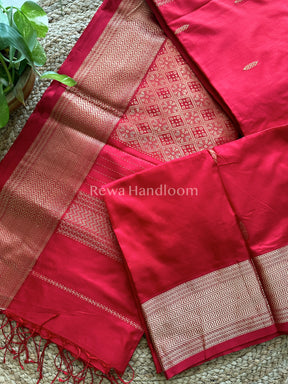 Maheshwari Red Pure Silk Saree