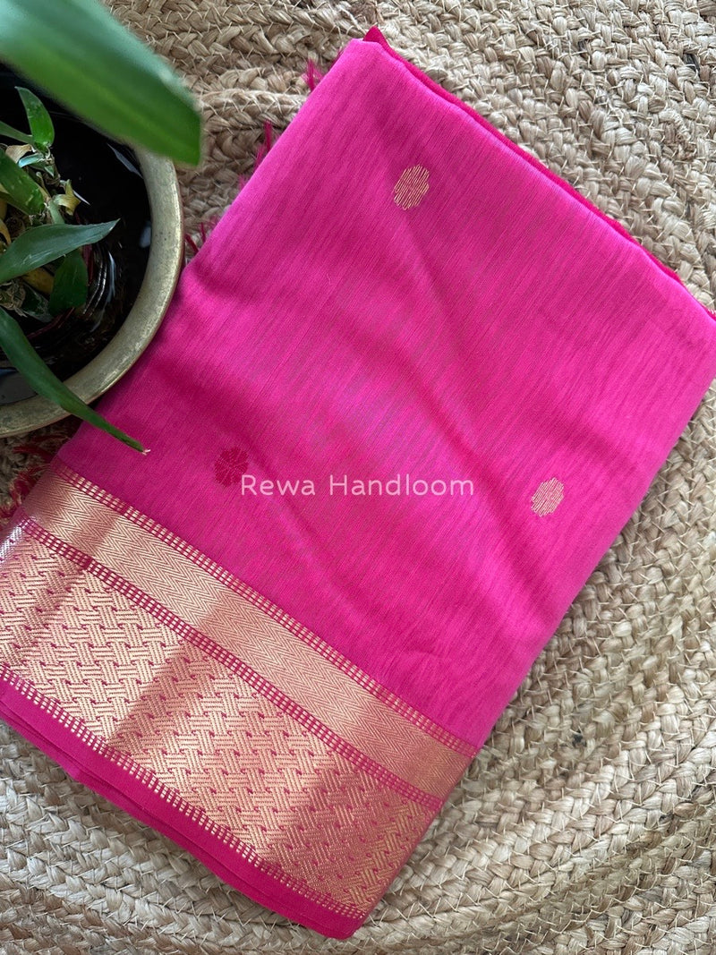 Pink Zari Butti Maheshwari Saree JBS020