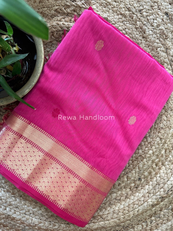 Pink Zari Butti Maheshwari Saree JBS020