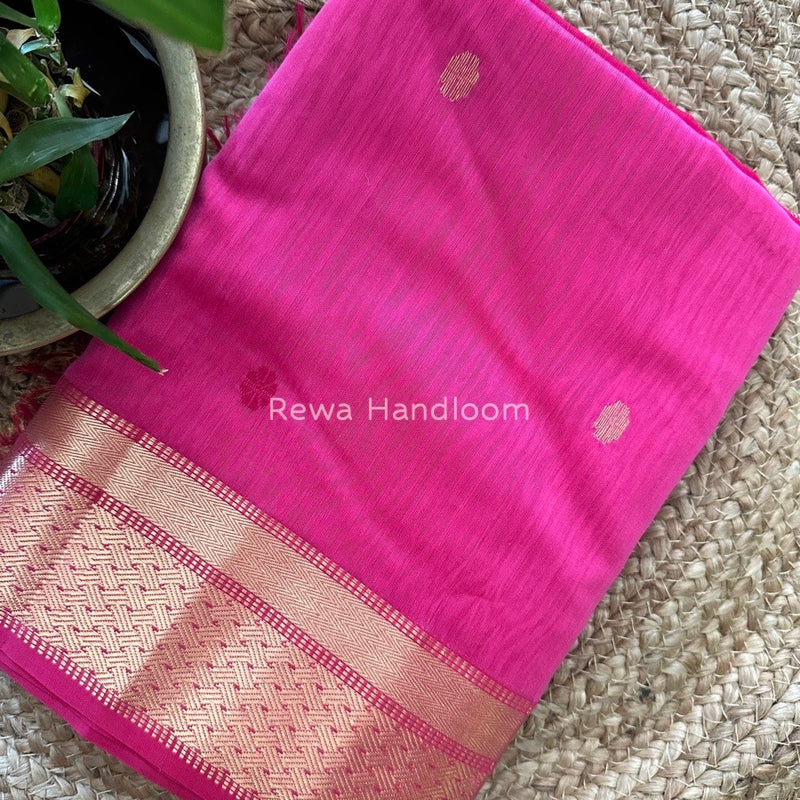 Pink Zari Butti Maheshwari Saree JBS020