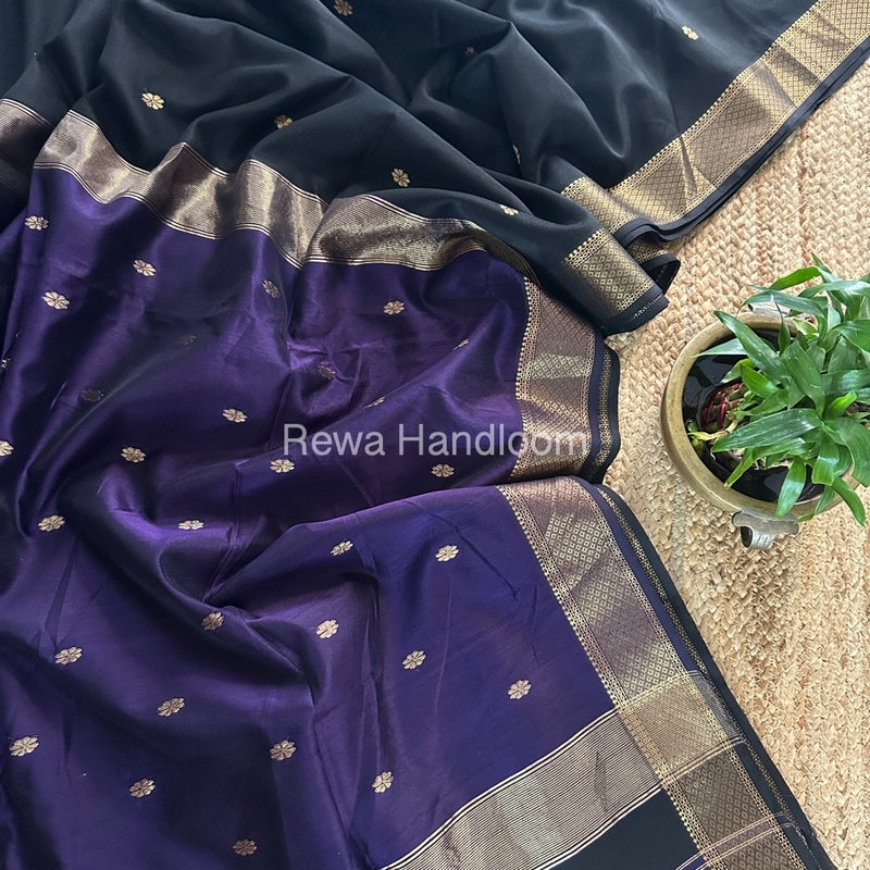 Maheshwari Black Zari Skirt Butti Saree ZSB0130