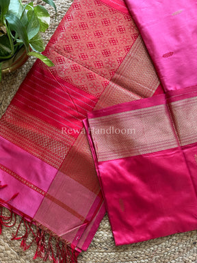 Maheshwari Fusia Pink Pure Silk Saree 