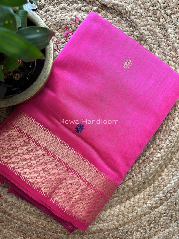 Pink Zari Butti Maheshwari Saree JBS012