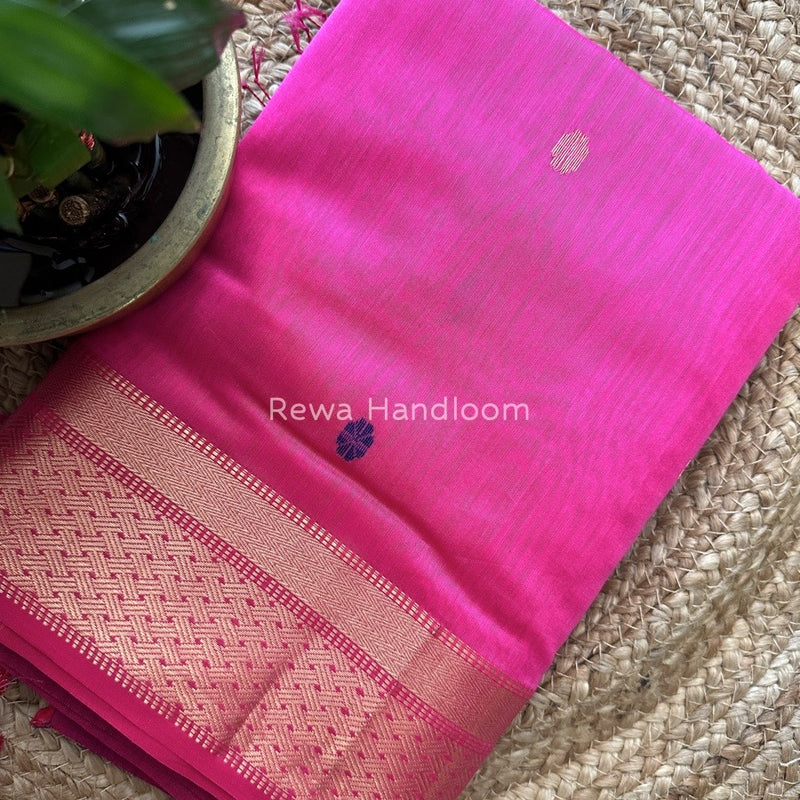  Pink Zari Butti Maheshwari Saree JBS012
