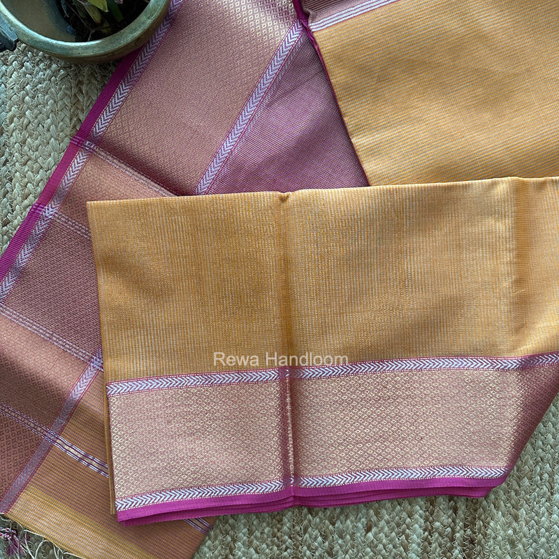 Exclusive Maheshwari Orange Tissue Silk Saree ZTS0196