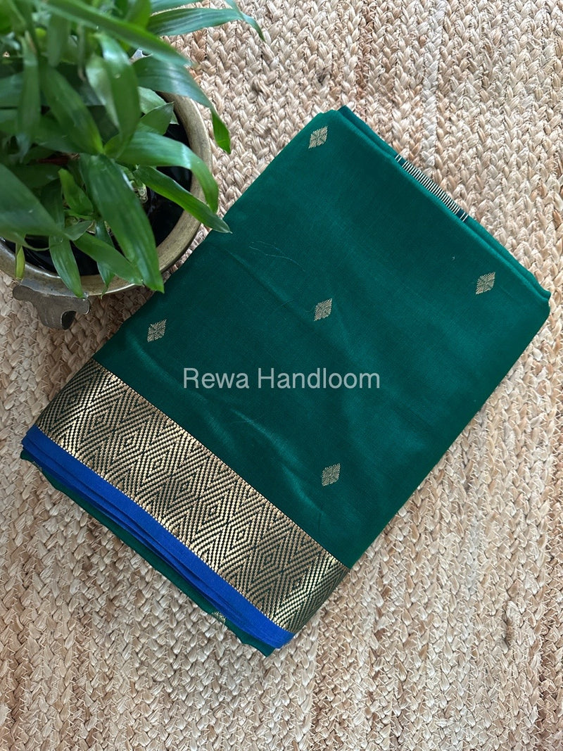 Green Zari Butti Maheshwari Saree DBSS09