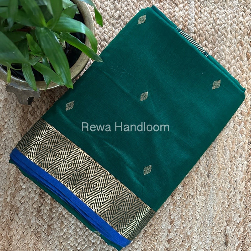 Green Zari Butti Maheshwari Saree DBSS09