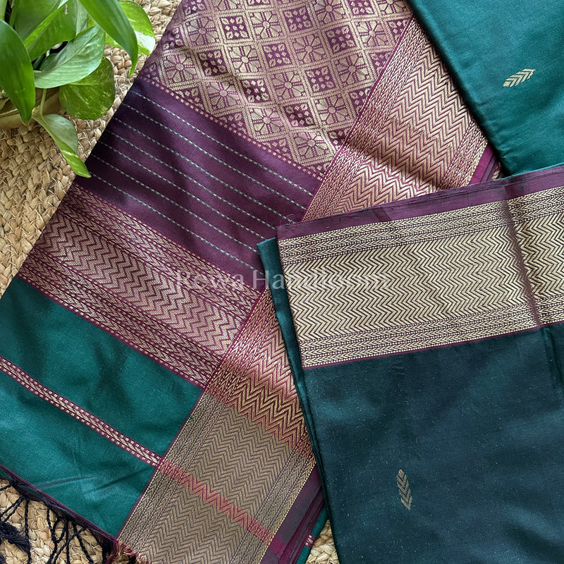 Maheshwari Rama Green Pure Silk Saree 