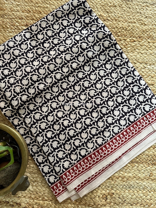 White-Black Designer Bagh Cotton Suit BCSPP011