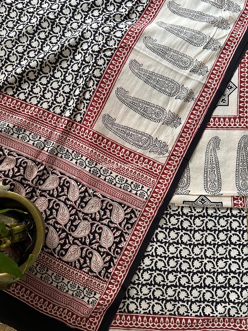 White-Black Designer Bagh Cotton Suit BCSPP011