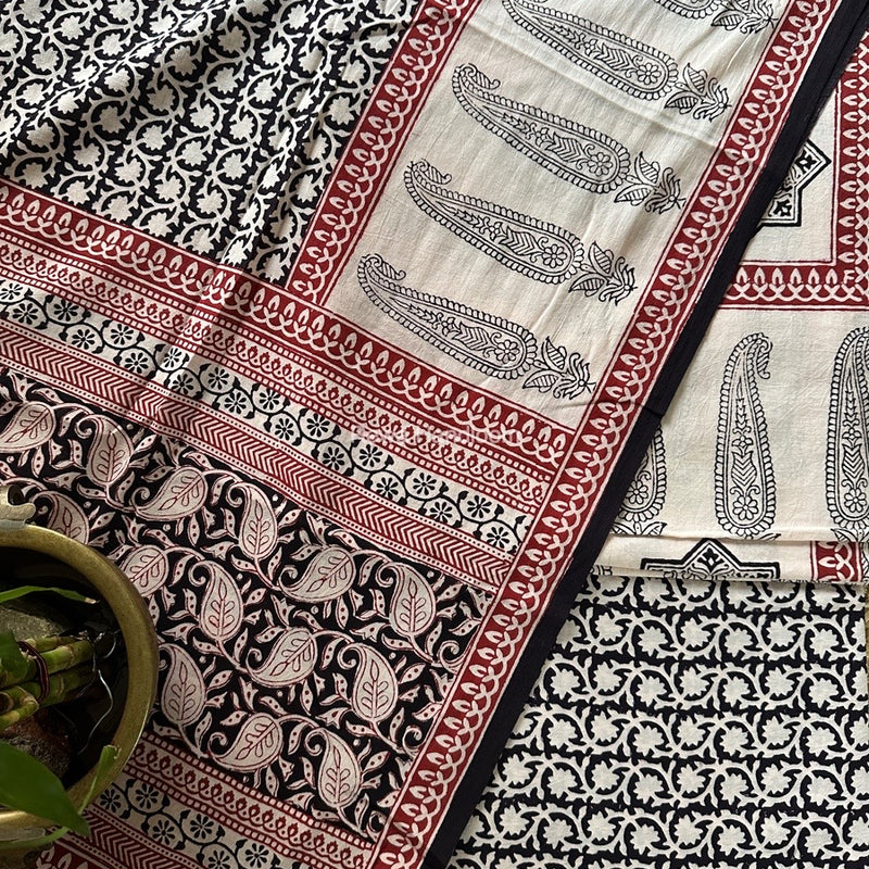 White-Black Designer Bagh Cotton Suit BCSPP011